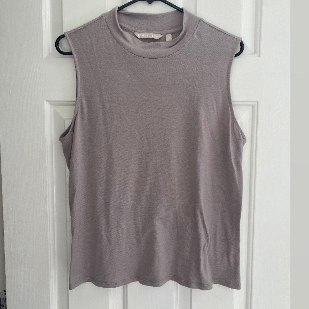 Athleta Cotton High Neck Tank, Lavender Purple Color